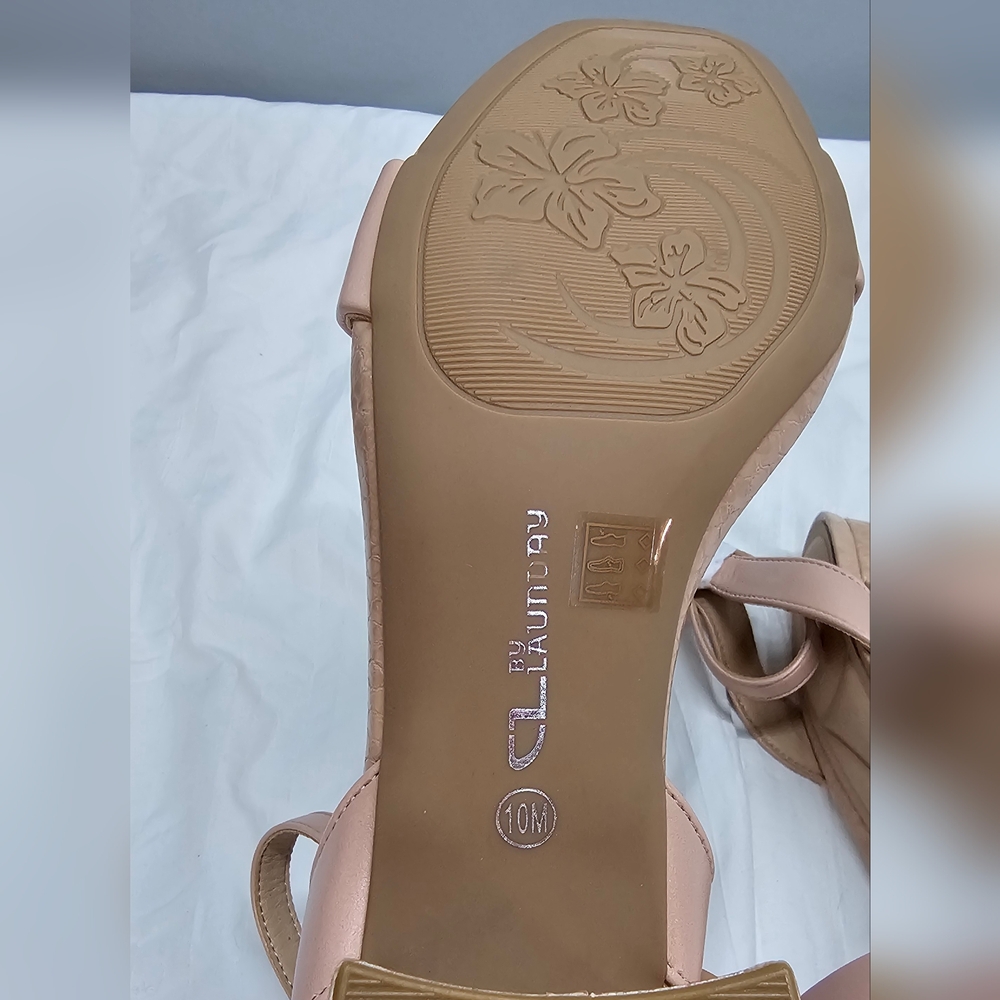 CL by LAUNDRY Elegant Blush Block Heel Sandals Size 10 NEW - Picture 8 of 11